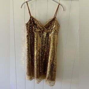 Gold Sequin Mini Dress